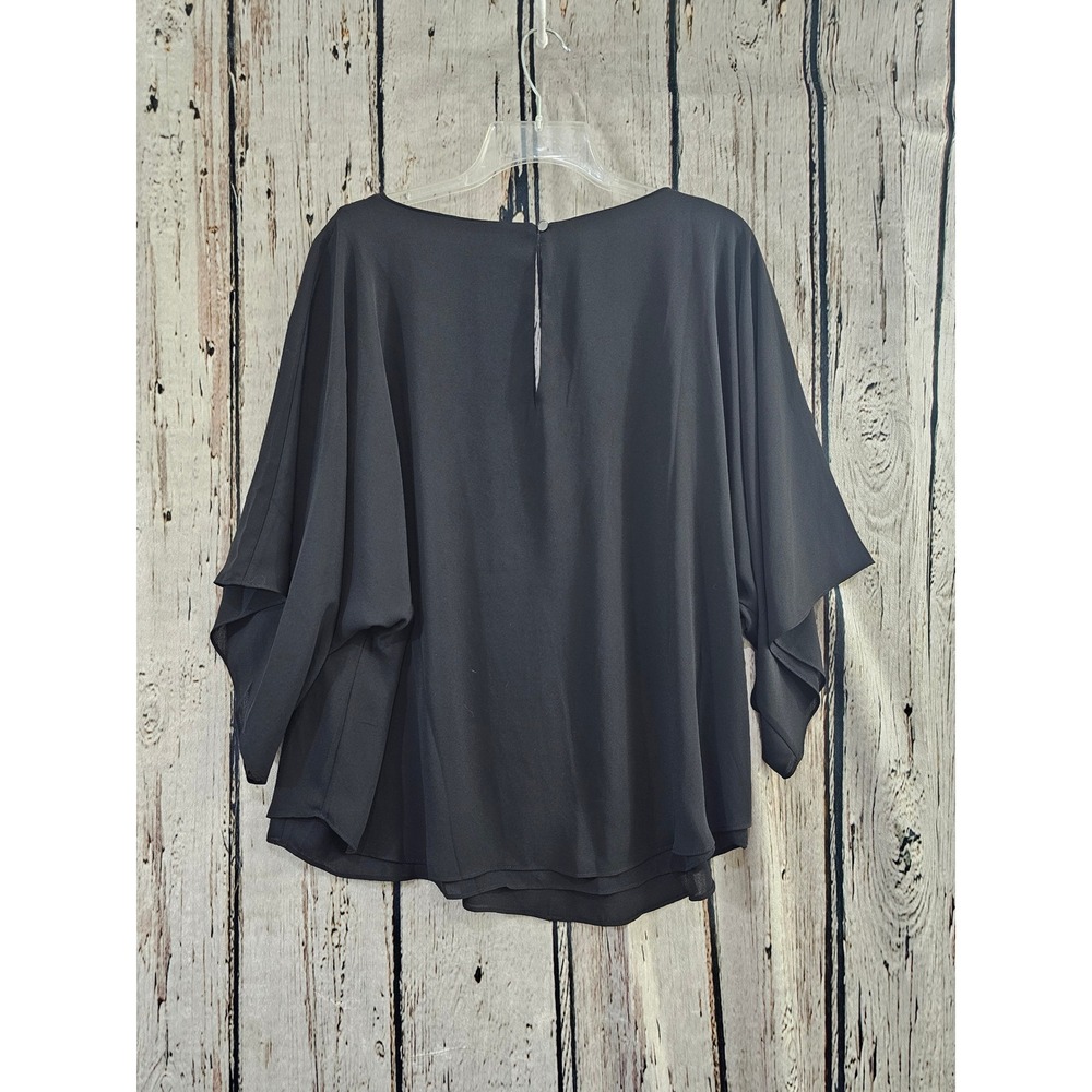White House Black Market Blouse Women L Black Studded Starburst Kimono Sleeve - Picture 4 of 5